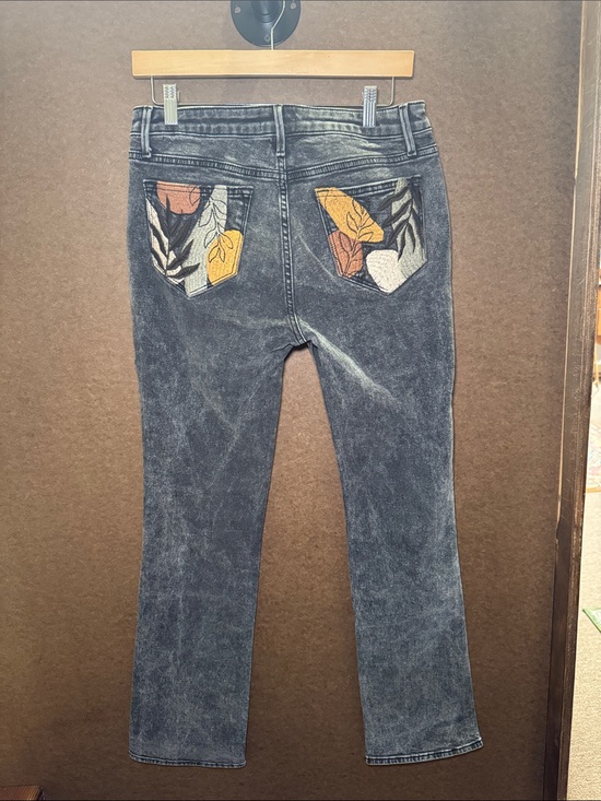 DRIFTWOOD Denim - DRIFTWOOD Washed Black Straight Leg Jeans with Floral Patch Pockets